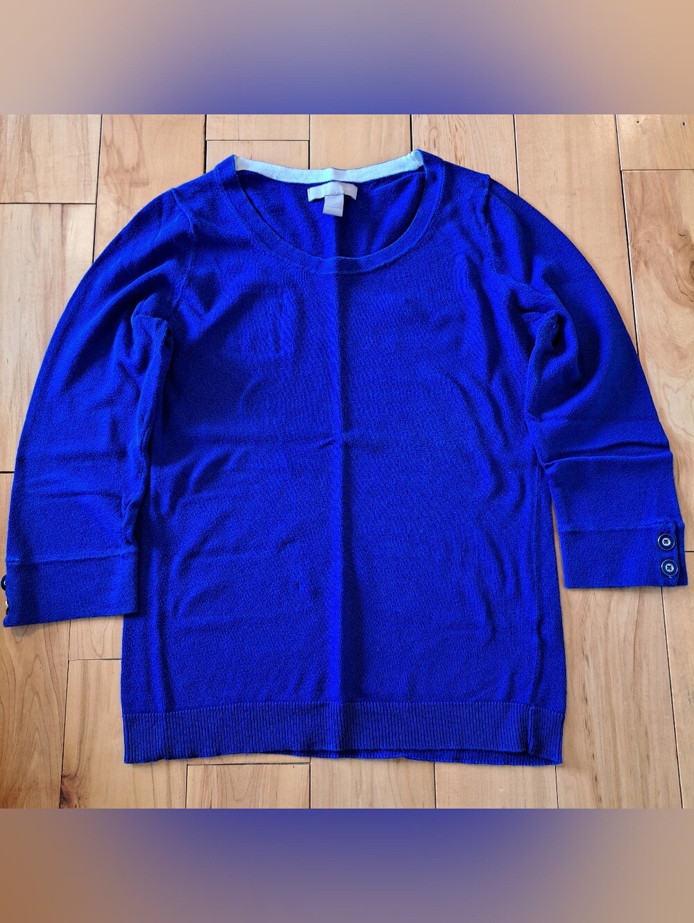 BANANA REPUBLIC 3/4 Length Sleeve Sweater Dressy Flattering Indigo Size Medium